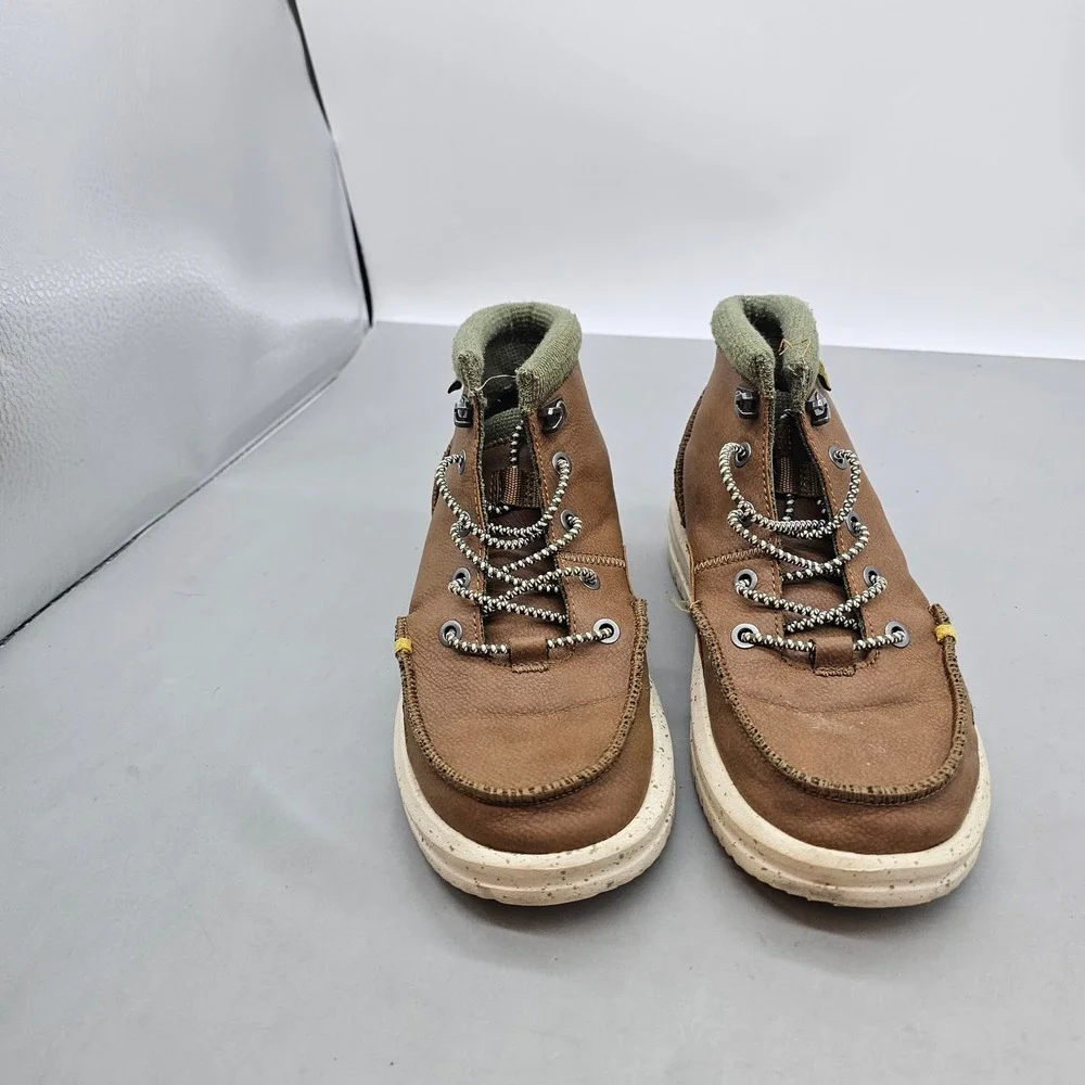 Hey Dude Bradley Boot Youth Walnut Brown Leather Ankle Boots 40269-267 Size 5Y